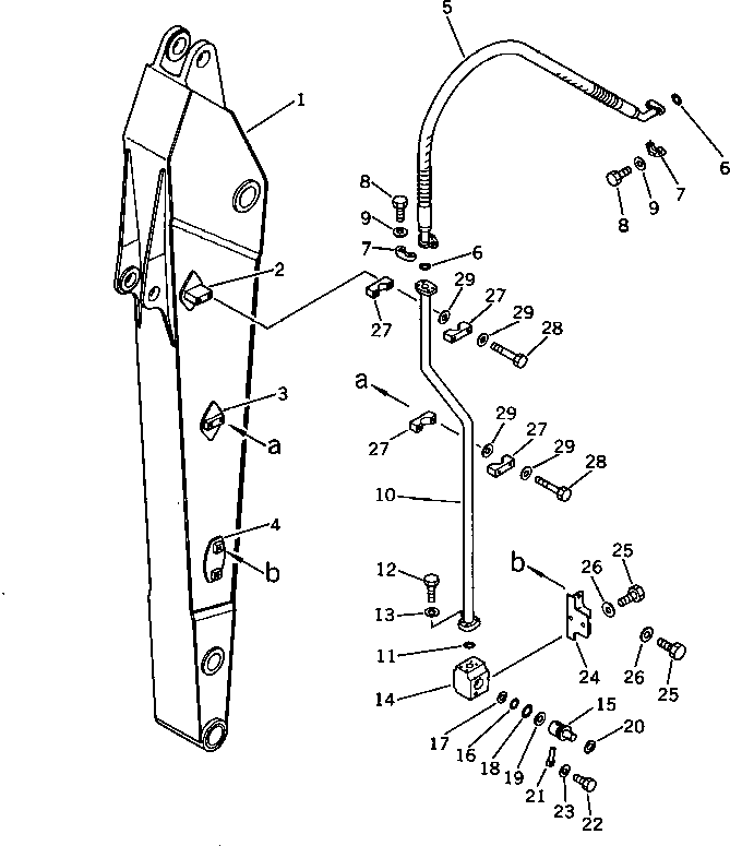 Excavators Komatsu / PC200LC-3 S/N 20001-UP(pc200l7r) / ADDITIONAL PIPING (ATTACHMENT SIDE) (FOR STANDARD ARM) (2/3)(240300 : 8335)