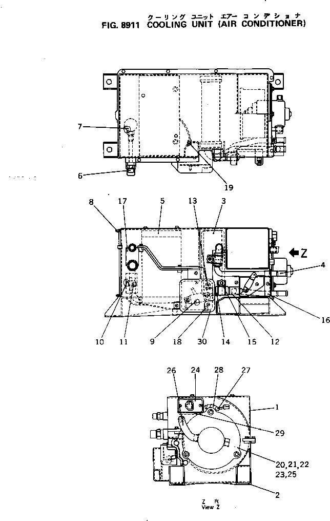 Excavators Komatsu / PC200LC-3 S/N 20001-UP(pc200l7r) / COOLING UNIT (AIR CONDITIONER)(240600 : 8911)