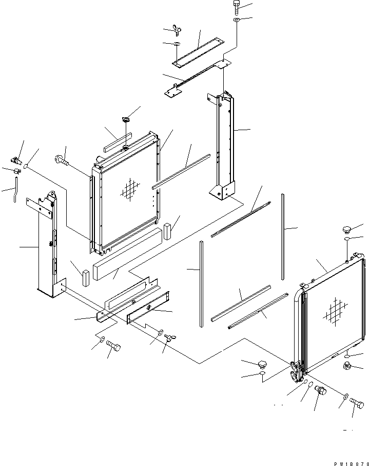 Komatsu parts book diagram for PC200LC-7-BP S/N 200001-UP: COOLING (RADIATOR) (WITH AIR CONDITIONER)(#200001-200007)