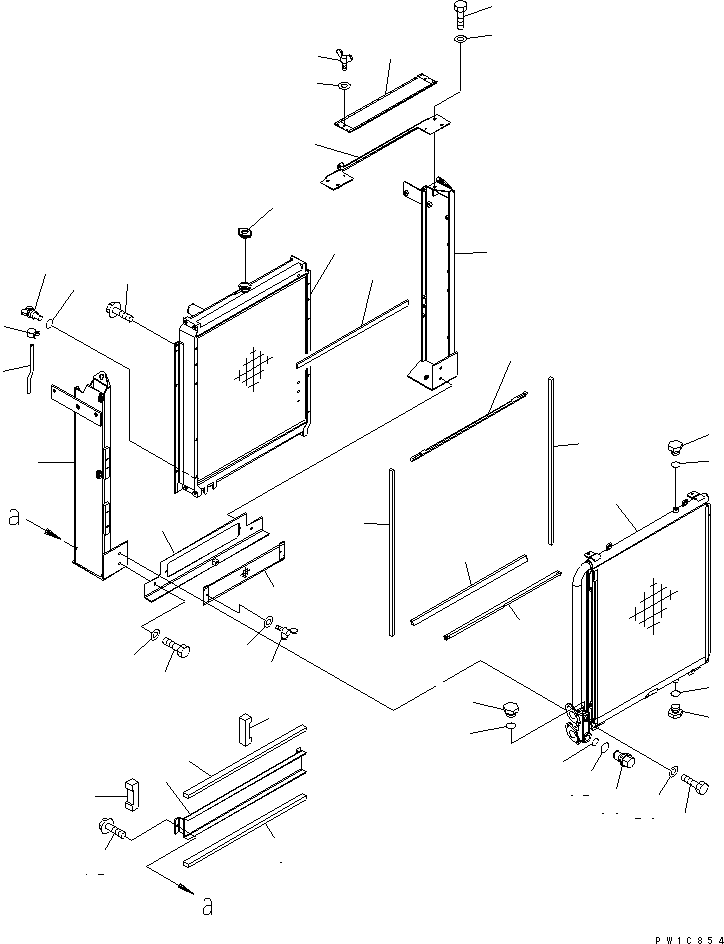 Komatsu parts book diagram for PC200LC-7-BP S/N 200001-UP: COOLING (RADIATOR) (WITH AIR CONDITIONER)(#200008-250000)
