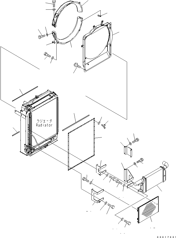 Komatsu parts book diagram for PC200LC-7-BP S/N 200001-UP: COOLING (AFTER COOLER AND CONDENSER) (WITH AIR CONDITIONER)(#250001-)