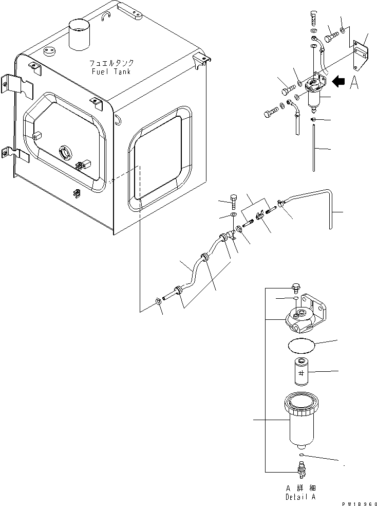 Komatsu parts book diagram for PC200LC-7-BP S/N 200001-UP: FUEL LINES (WATER SEPARATOR)
