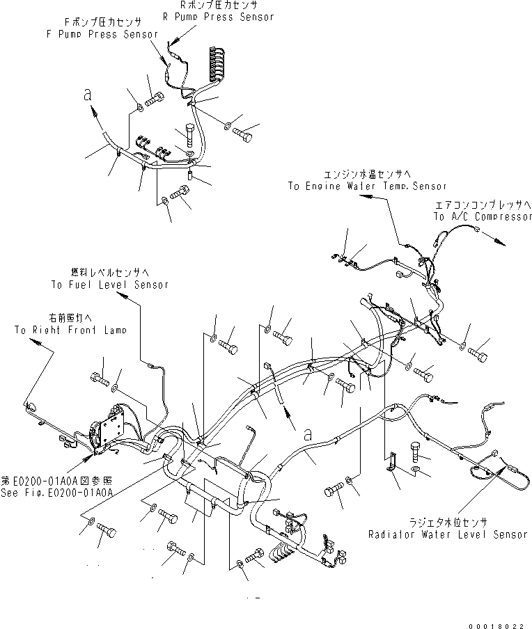 Komatsu parts book diagram for PC200LC-7-BP S/N 200001-UP: WIRING (MAIN HARNESS) (HARNESS AND CLIP)(#250001-)