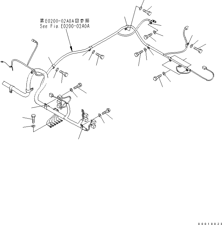 Komatsu parts book diagram for PC200LC-7-BP S/N 200001-UP: WIRING (MAIN HARNESS) (CLIP) (1/2)(#250001-)