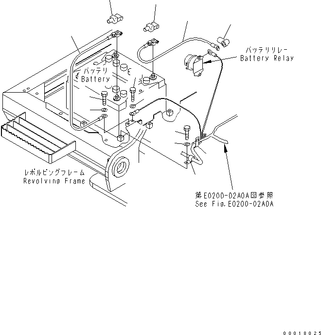Komatsu parts book diagram for PC200LC-7-BP S/N 200001-UP: WIRING (BATTERY CASE)(#250001-)