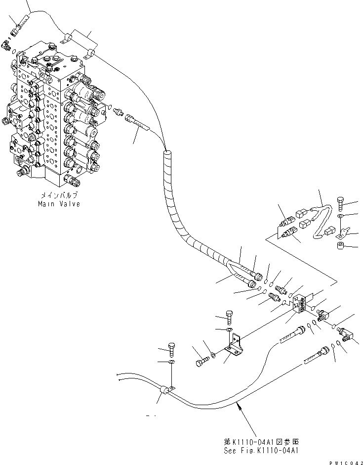 Komatsu parts book diagram for PC200LC-7-BP S/N 200001-UP: PPC MAIN LINE (BLOCK) (1 ACTUATOR)