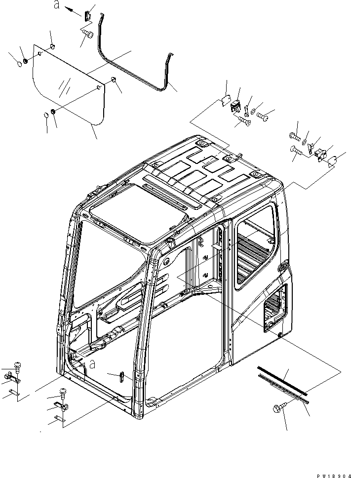 Komatsu parts book diagram for PC200LC-7-BP S/N 200001-UP: OPERATOR'S CAB (FRONT LOWER WINDOW)(#200001-250000)