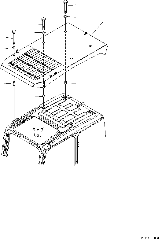 Komatsu parts book diagram for PC200LC-7-BP S/N 200001-UP: TOP GUARD(#200001-200975)