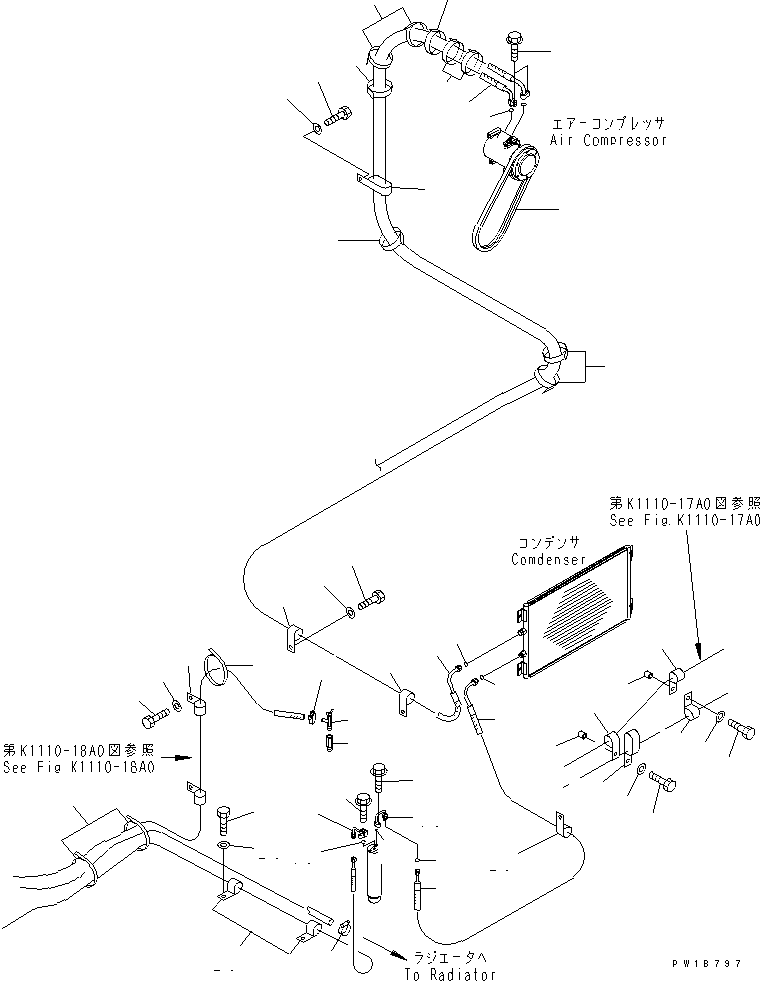 Komatsu parts book diagram for PC200LC-7-BP S/N 200001-UP: AIR CONDITIONER (HOSE)(#200001-250000)
