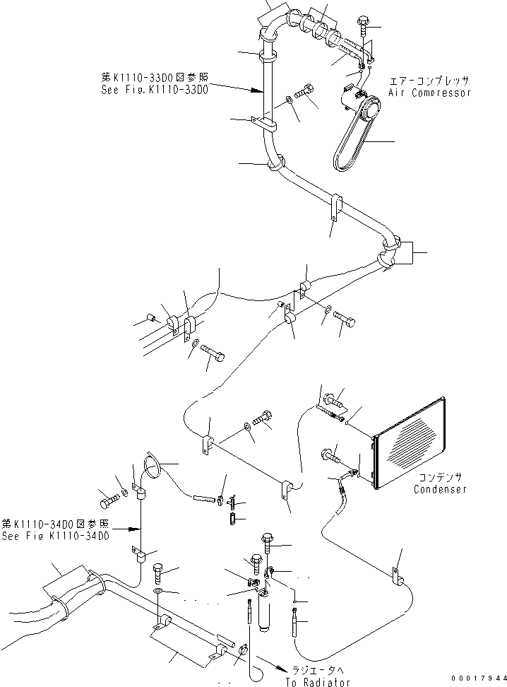 Komatsu parts book diagram for PC200LC-7-BP S/N 200001-UP: AIR CONDITIONER (HOSE)(#250001-)