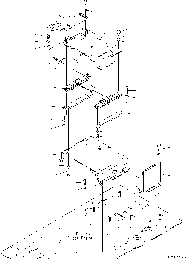 Komatsu parts book diagram for PC200LC-7-BP S/N 200001-UP: FLOOR FRAME (BASE)(#200001-250000)