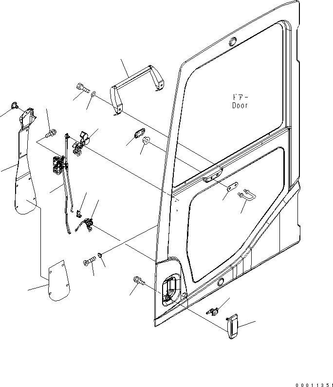 Komatsu parts book diagram for PC200LC-7-BP S/N 200001-UP: FLOOR FRAME (OPERATOR'S CAB) (DOOR LOCK)(#250001-)