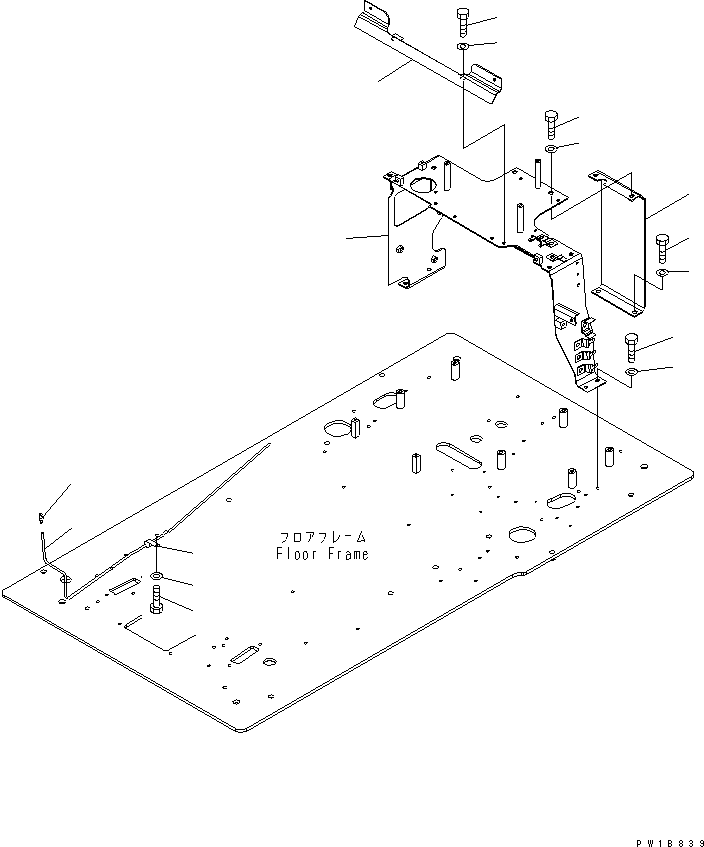 Komatsu parts book diagram for PC200LC-7-BP S/N 200001-UP: FLOOR FRAME (REAR FRAME AND WINDW WASHER)(#200001-250000)