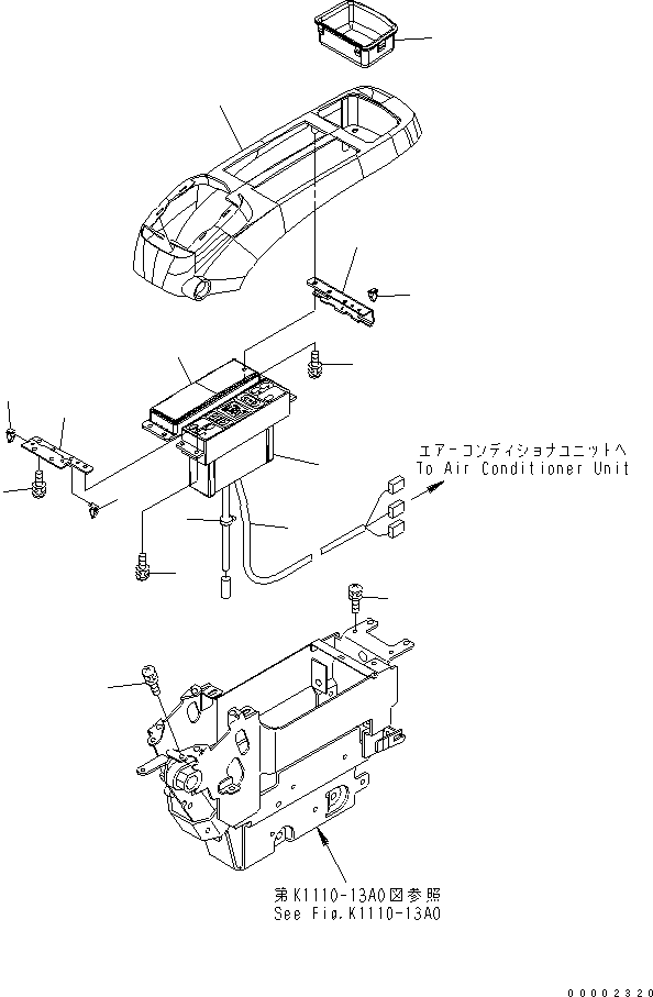 Komatsu parts book diagram for PC200LC-7-BP S/N 200001-UP: FLOOR FRAME (CONSOLE) (UPPER) (L.H.) (WITHOUT RADIO)(#200001-250000)