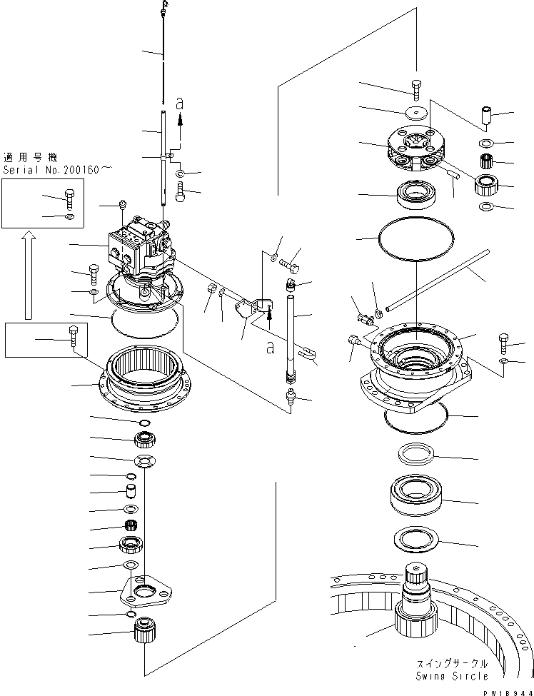 Komatsu parts book diagram for PC200LC-7-BP S/N 200001-UP: SWING MACHINERY(#200001-203661)