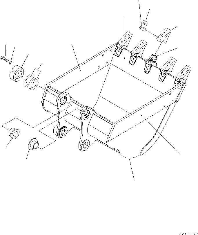 Komatsu parts book diagram for PC200LC-7-BP S/N 200001-UP: BUCKET ? 0.9M3 (CECE 0.8M3) ? 1200MM (VERTICAL PIN TYPE) (WITH ADJUSTER)