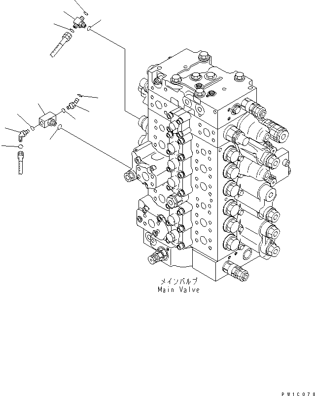 Komatsu parts book diagram for PC200LC-7-BP S/N 200001-UP: ARM CRANE (MAIN VALVE)(#200976-)