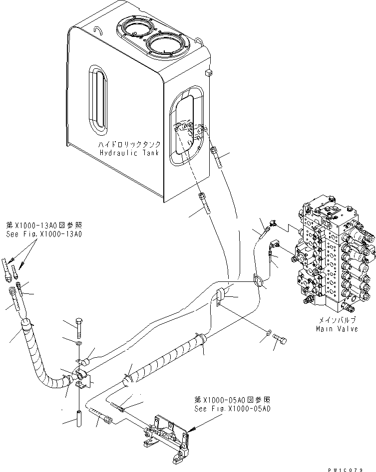 Komatsu parts book diagram for PC200LC-7-BP S/N 200001-UP: ARM CRANE (DRAIN LINE)(#200001-200975)