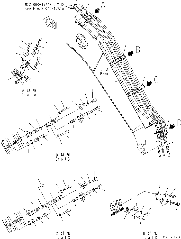 Komatsu parts book diagram for PC200LC-7-BP S/N 200001-UP: ARM CRANE (ARM LOCK VALVE) (BURST VALVE)(#200976-205510)