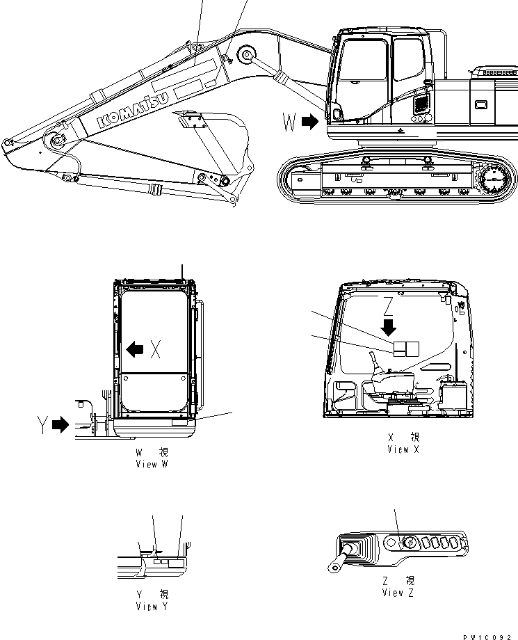 Komatsu parts book diagram for PC200LC-7-BP S/N 200001-UP: ARM CRANE (DECAL) (LC) (1 ACTUATOR)(#200976-)