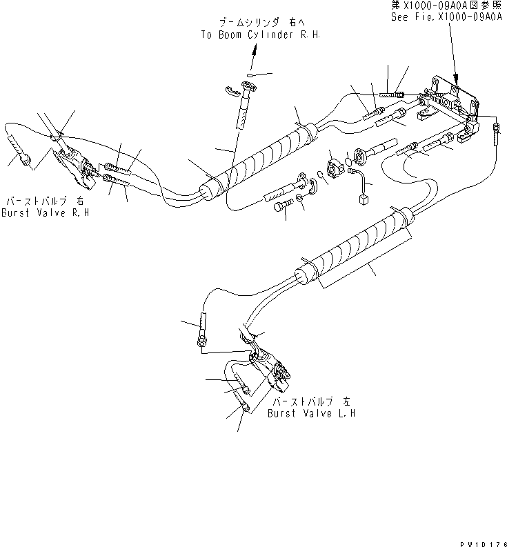 Komatsu parts book diagram for PC200LC-7-BP S/N 200001-UP: ARM CRANE (BOOM HOSE)(#200976-)