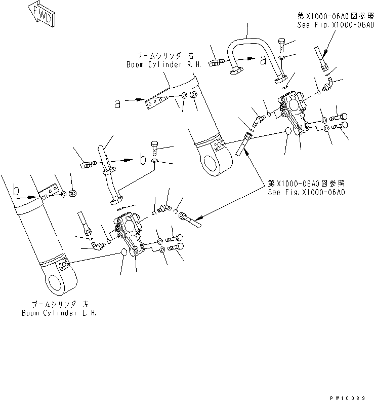 Komatsu parts book diagram for PC200LC-7-BP S/N 200001-UP: ARM CRANE (BOOM CYLINDER) (PILOT VALVE)(#200001-200975)