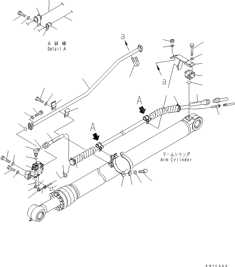 Komatsu parts book diagram for PC200LC-7-BP S/N 200001-UP: ARM CRANE (ARM CYLINDER) (PILOT VALVE)(#200976-)