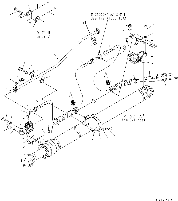 Komatsu parts book diagram for PC200LC-7-BP S/N 200001-UP: ARM CRANE (ARM CYLINDER) (PILOT VALVE) (BURST VALVE) (1/2)(#200001-200975)