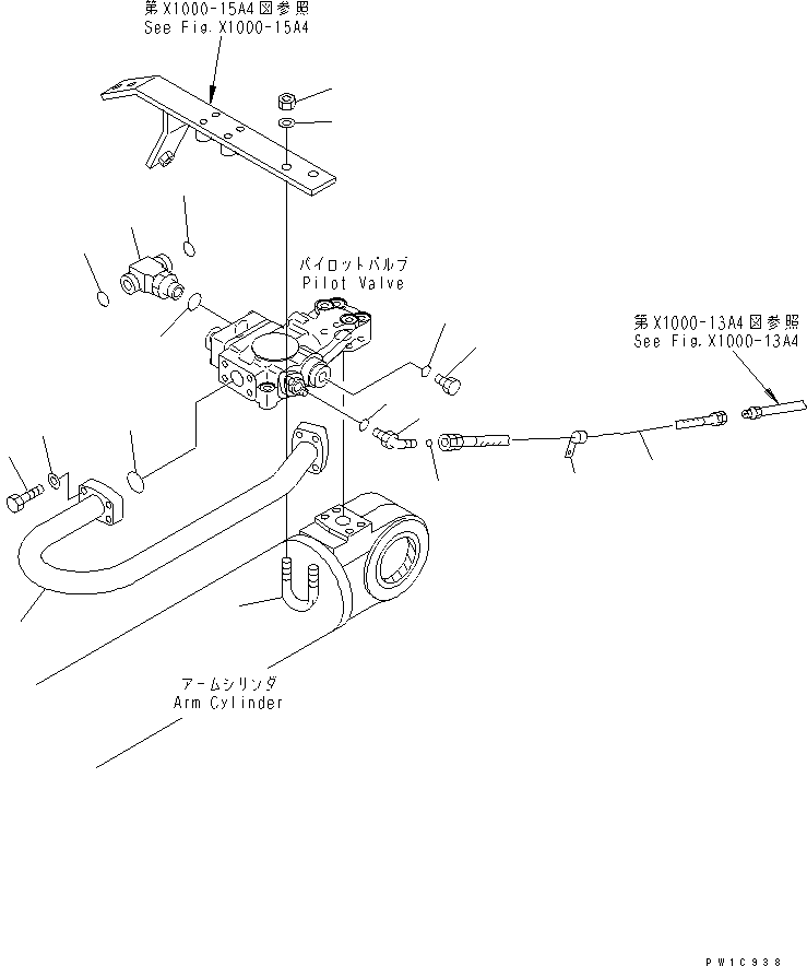 Komatsu parts book diagram for PC200LC-7-BP S/N 200001-UP: ARM CRANE (ARM CYLINDER) (PILOT VALVE) (BURST VALVE) (2/2)(#200001-200975)