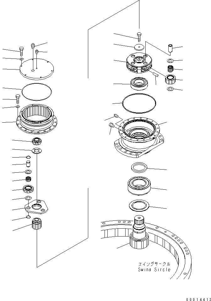 Komatsu parts book diagram for PC200LC-7-BP S/N 200001-UP: SWING MACHINERY (SUPPLY ONLY)(#200001-203890)