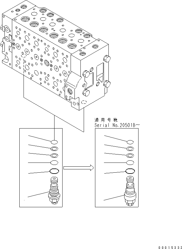 Komatsu parts book diagram for PC200LC-7-BP S/N 200001-UP: MAIN VALVE (8/16)