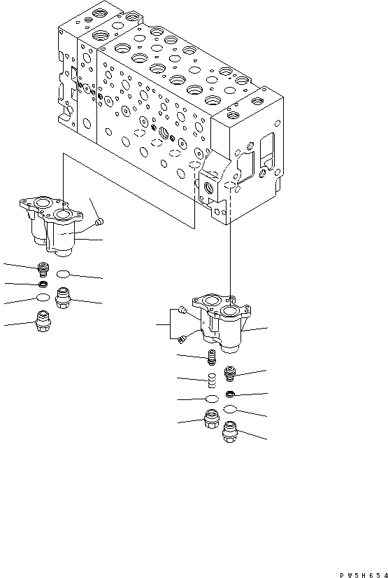 Komatsu parts book diagram for PC200LC-7-BP S/N 200001-UP: MAIN VALVE (1-ACTUATOR) (2/19)
