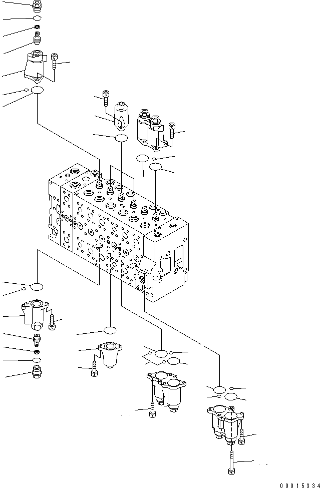 Komatsu parts book diagram for PC200LC-7-BP S/N 200001-UP: MAIN VALVE (1-ACTUATOR) (4/19)(#205018-)