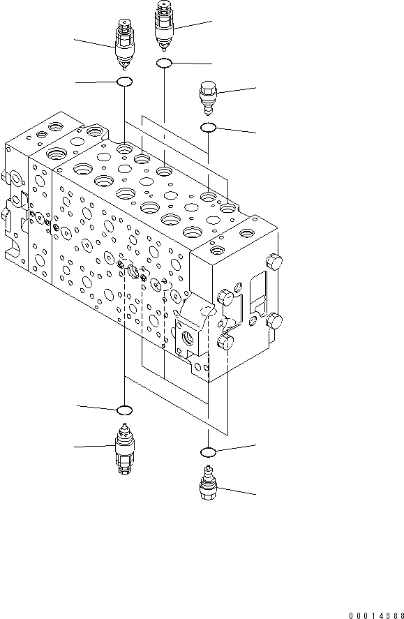 Komatsu parts book diagram for PC200LC-7-BP S/N 200001-UP: MAIN VALVE (1-ACTUATOR) (12/19)