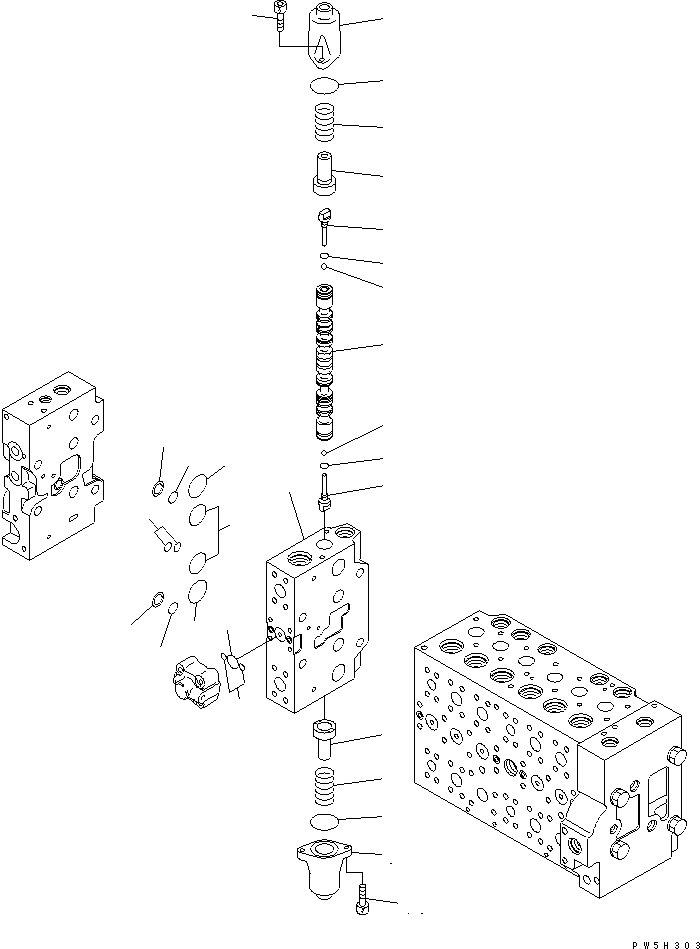 Komatsu parts book diagram for PC200LC-7-BP S/N 200001-UP: MAIN VALVE (1-ACTUATOR) (17/19)