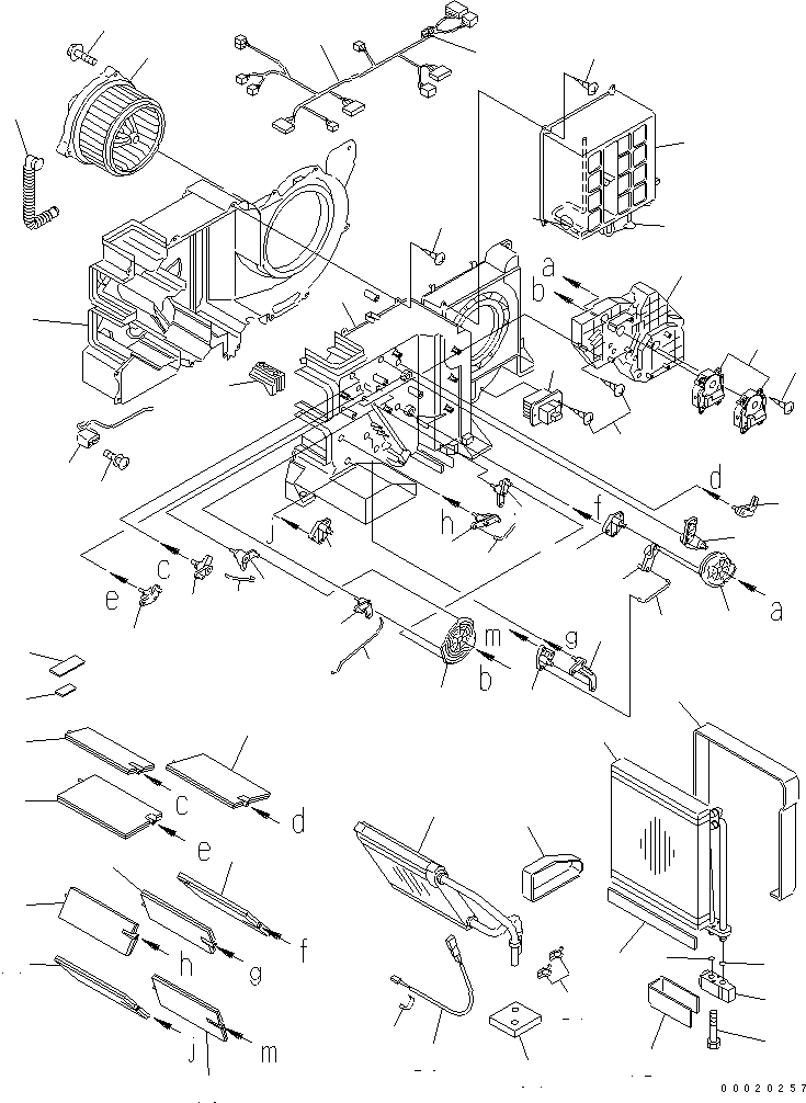 Komatsu parts book diagram for PC200LC-7-BP S/N 200001-UP: UNIT ASS'Y (COOLING) (FOR AIR CONDITIONER)(#250001-)