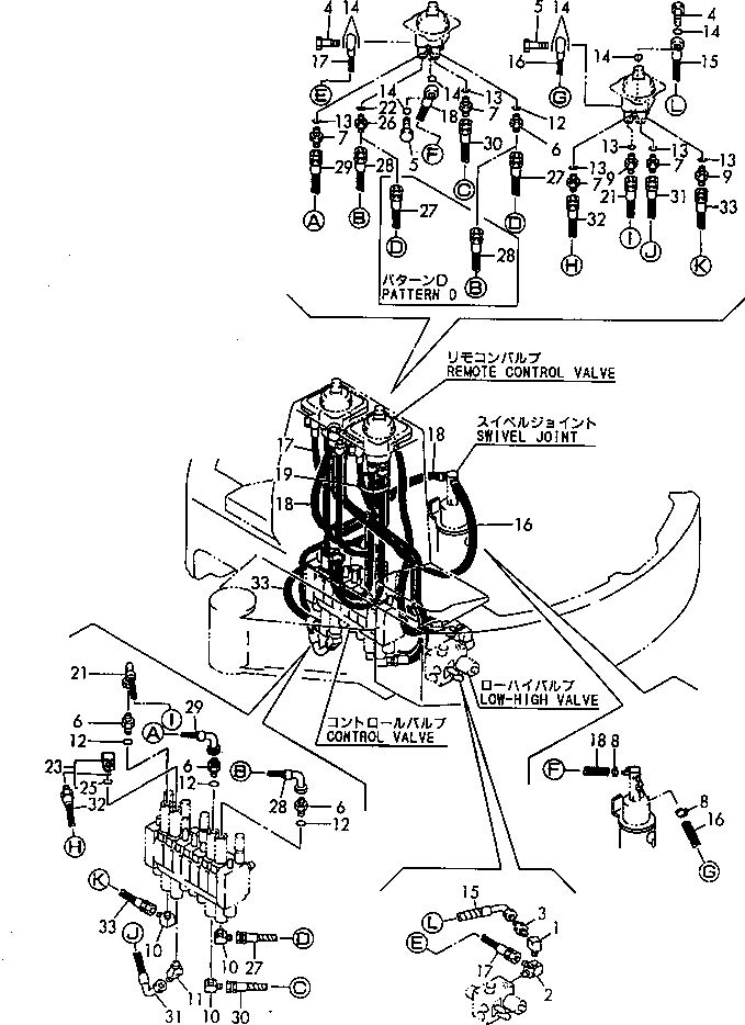 Komatsu parts book diagram for PC20FR-2 S/N 20001-UP: WORK EQUIPMENT CONTROL PIPING (MAIN LINE) (DIRECT ? PATTERN C/D)