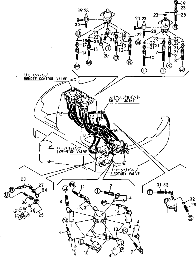 Komatsu parts book diagram for PC20FR-2 S/N 20001-UP: WORK EQUIPMENT CONTORL PIPING (REMORT CONTROL - ROTARY VALVE)