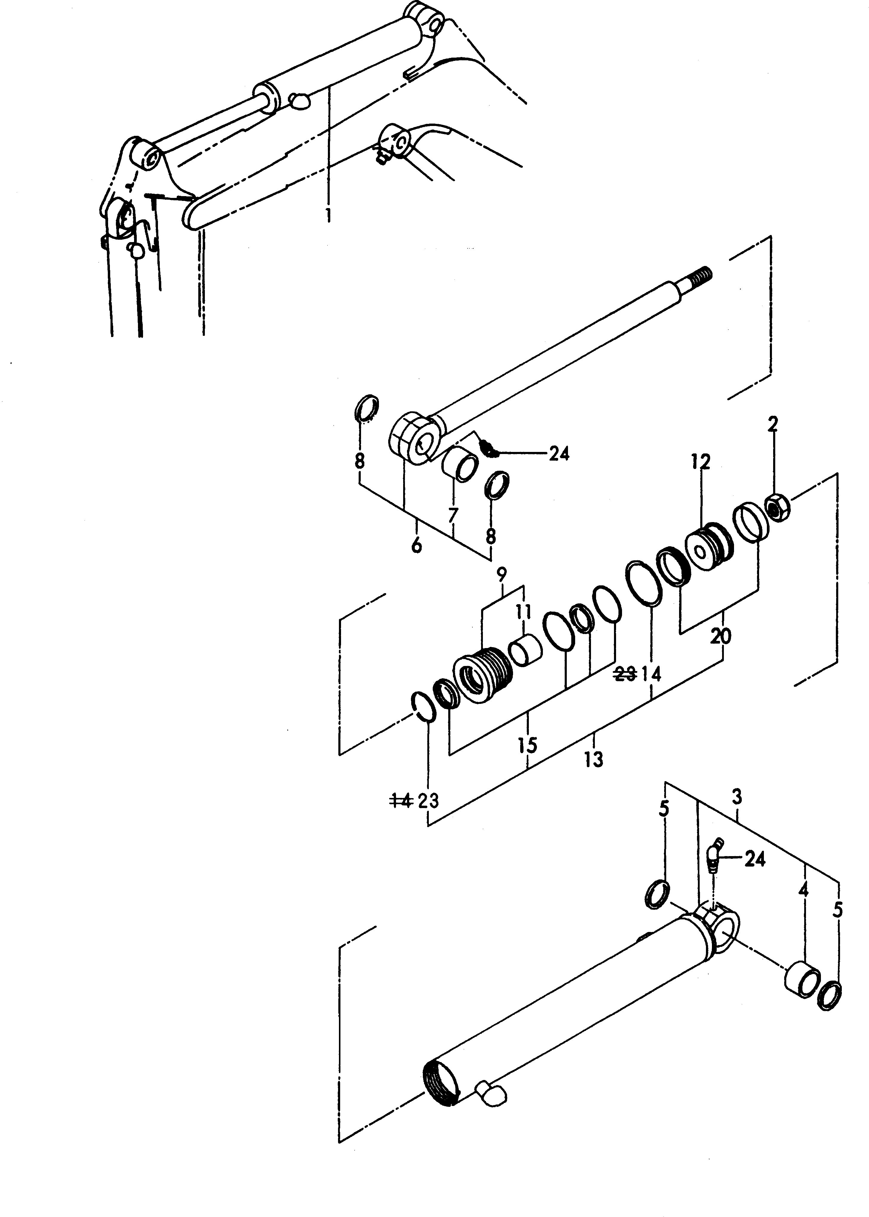 Komatsu parts book diagram for PC20FR-2 S/N 20001-UP: ARM CYLINDER (INNER PARTS)