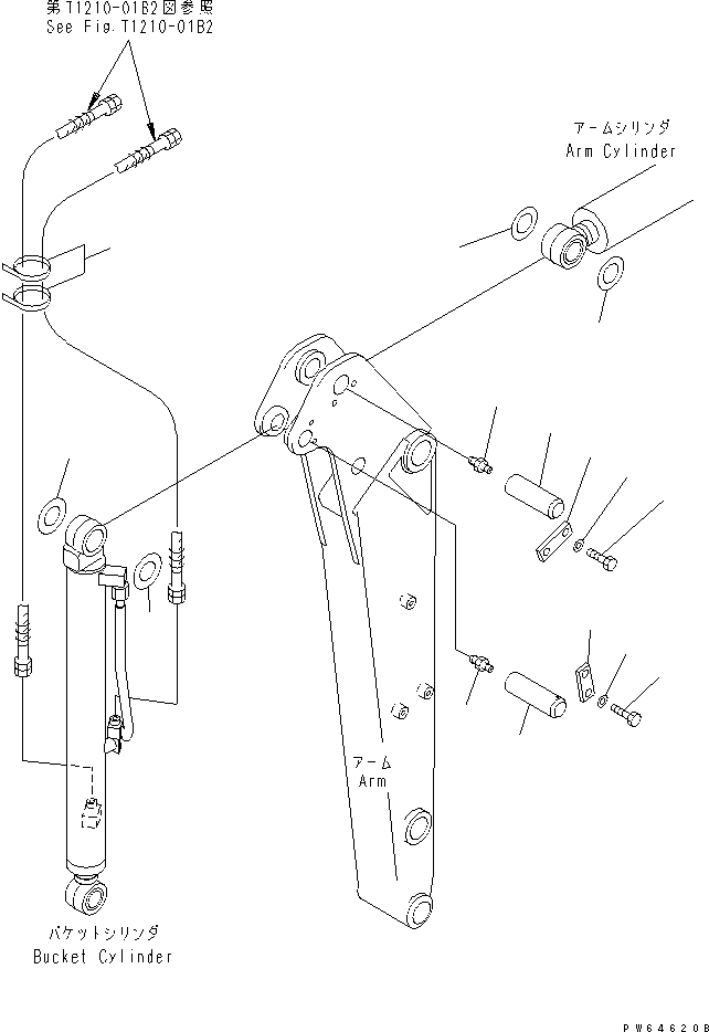 Excavators Komatsu / PC20MR-1 S/N 10001-UP (KUC Spec.)(pc20mr-c) / ARM (MOUNTING PIN) (LONG ARM)(360110 : T1210-02B2)