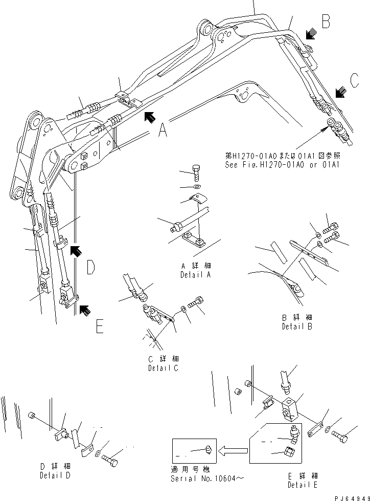 Excavators Komatsu / PC20MR-1 S/N 10001-UP (KUC Spec.)(pc20mr-c) / BREAKER AND ATTACHMENT LINE (FOR LONG ARM)(360160 : T1240-01B1)
