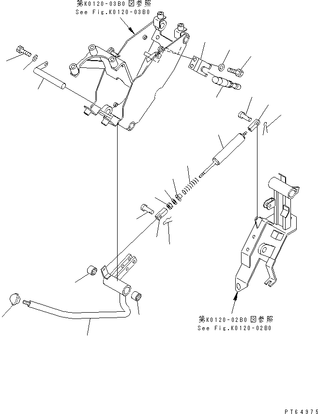 Excavators Komatsu / PC20MRX-1 S/N 10001-UP (KUE Spec.)(pc20mrxc) / WORK EQUIPMENT LOCK LEVER AND LINKAGE (L.H. SIDE)(210120 : K0120-09B0)