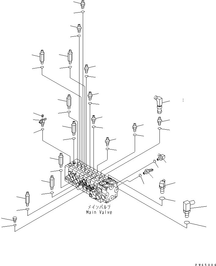 Excavators Komatsu / PC20MRX-1 S/N 10001-UP (KUE Spec.)(pc20mrxc) / MAIN CONTROL (MAIN CONTROL VALVE CONNECTING PARTS ? 1/2)(210630 : K1111-08B0)