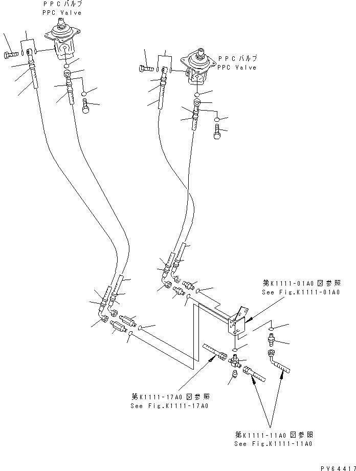 Excavators Komatsu / PC20UU-3 S/N 10001-UP(pc20uu-r) / MAIN CONTROL (P.P.C. VALVE PIPING)(210230 : K1111-13A0)