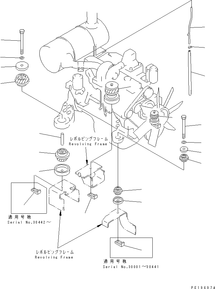 Excavators Komatsu / PC210-6 S/N 30001-UP(pc210-6r) / ENGINE MOUNT(#30001-30689)(030030 : B0100-01A0)