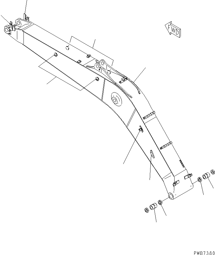 Excavators Komatsu / PC210-6 S/N 30001-UP(pc210-6r) / BOOM (HEAVY DUTY) (FOR ADDITIONAL PIPING) (FOR AUTO GREASING)(#31180-)(360120 : T1110-01A7A)