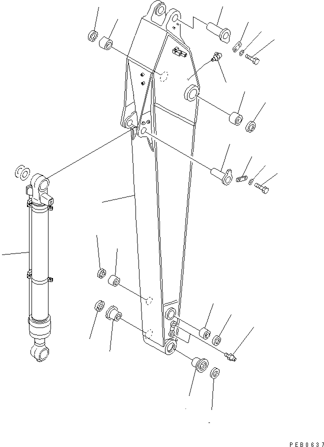 Excavators Komatsu / PC210-6 S/N 30001-UP(pc210-6r) / ARM (2.9M) (HEAVY DUTY) (LONG GREASING TYPE) (FOR AUTO GREASING)(#30916-30979)(360710 : T1200-01C0)
