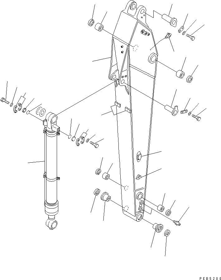 Excavators Komatsu / PC210-6 S/N 30001-UP(pc210-6r) / ARM (2.9M) (HEAVY DUTY) (FOR AUTO GREASING) (FOR ADDITIONAL      PIPING) (FOR COMPONENT)(360620 : T1200-01B5)