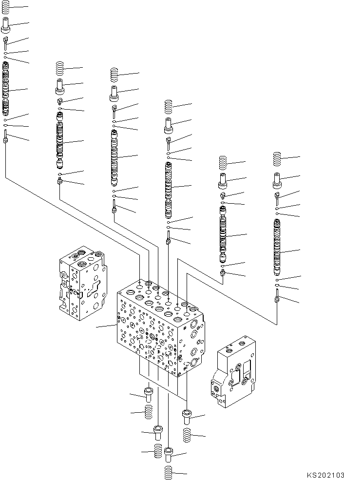 Excavators Komatsu / PC210LC-7K S/N K40001-UP(pc210l1u) / MAIN VALVE (1-ACTUATOR) (1/19) (#K42369-)(016036 : Y1662-01A0A)