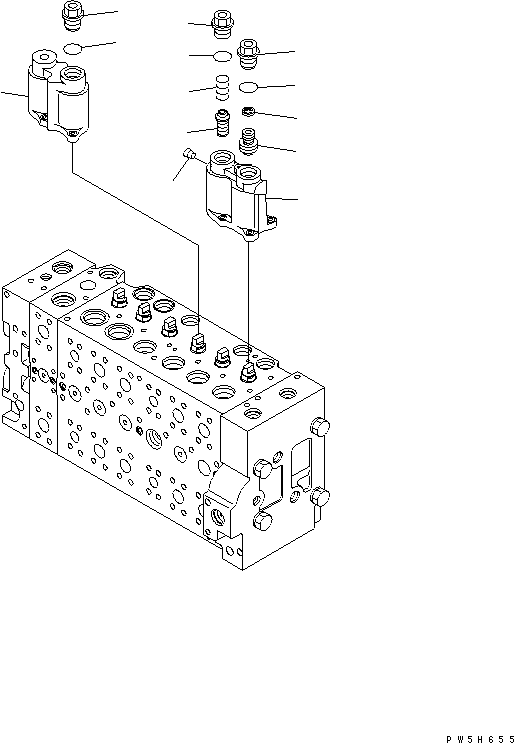 Excavators Komatsu / PC210LC-7K S/N K40001-UP(pc210l1u) / MAIN VALVE (1-ACTUATOR) (3/19) (#K40001-K41134)(016038 : Y1662-03A0)
